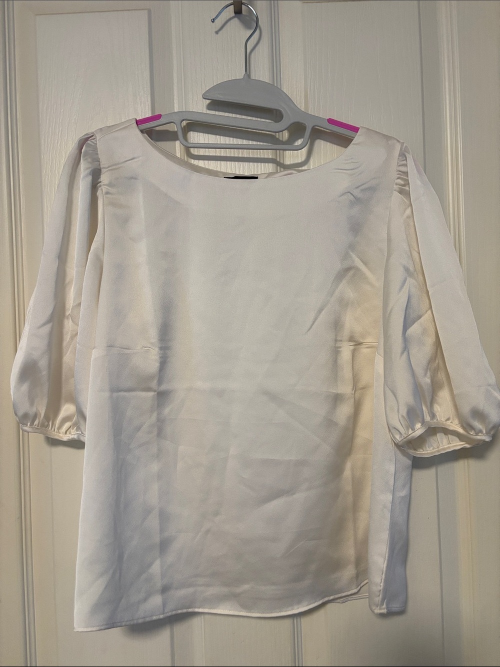 Ann Taylor White Puff Sleeve Blouse